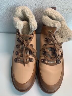 Storm Tan & Cream Lace-Up Sherpa Winter Boots